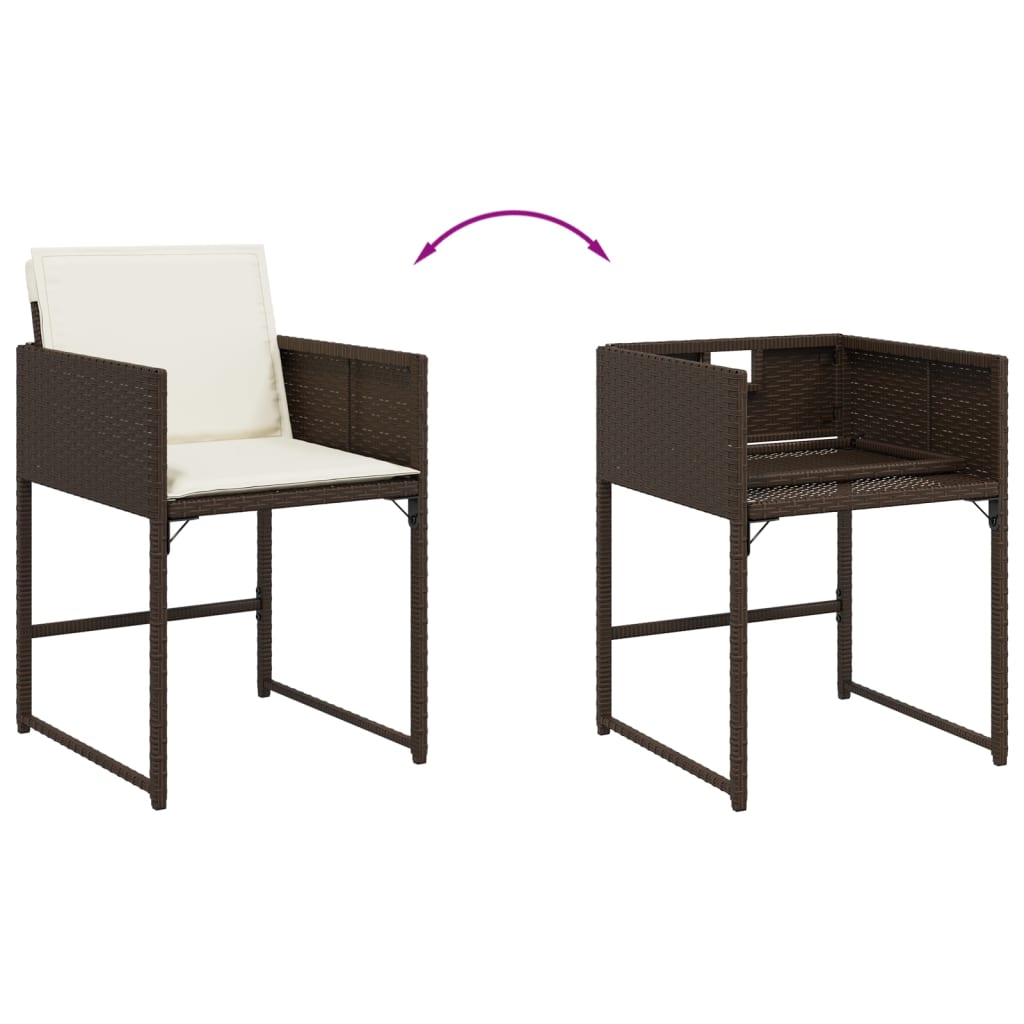 Set da Pranzo da Giardino 5pz con Cuscini in Polyrattan Marrone | homemem39