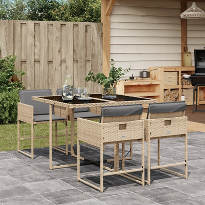 Set Pranzo da Giardino 5 pz con Cuscini Beige Misto Polyrattan | homemem39