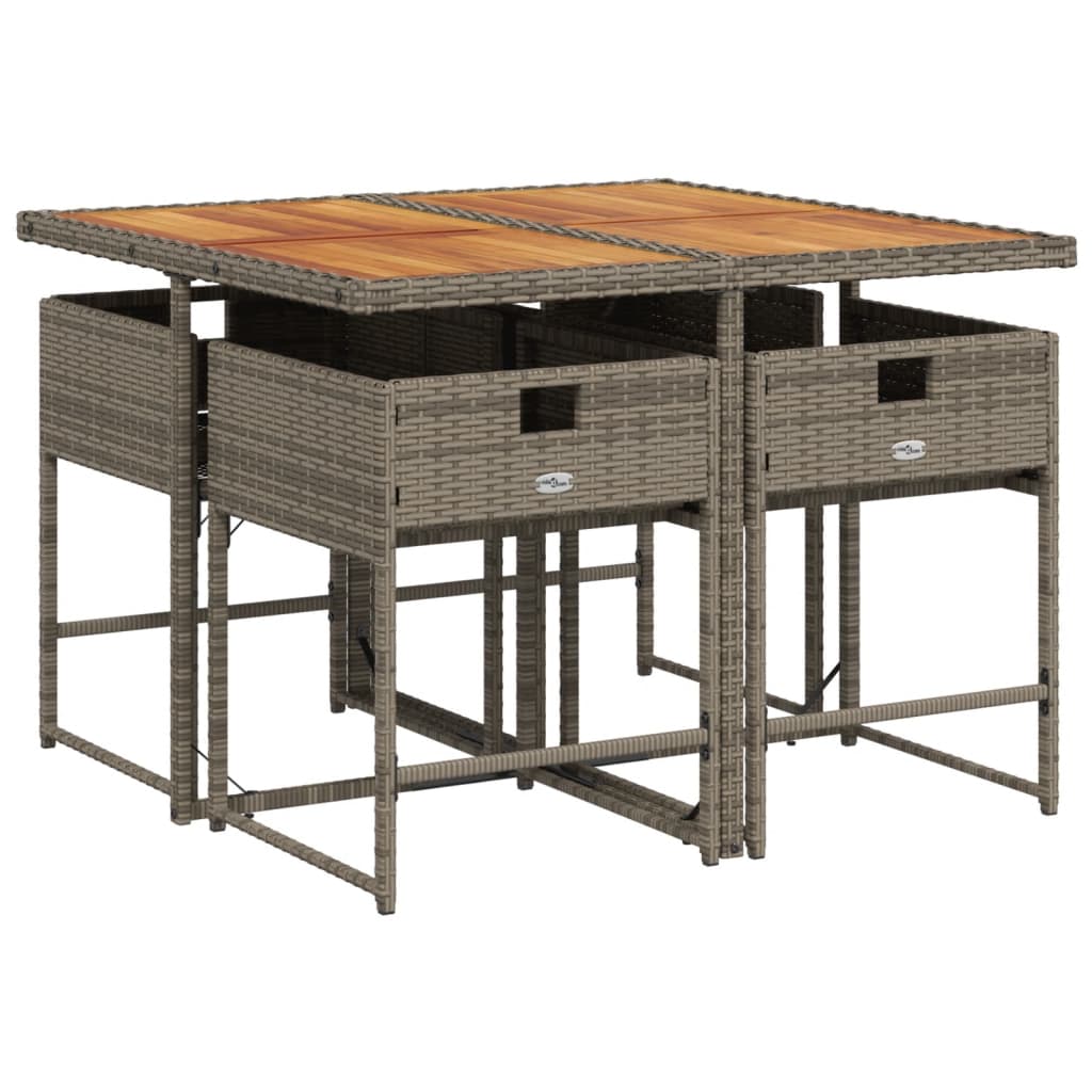 Set da Pranzo da Giardino 5 pz con Cuscini in Polyrattan Grigio - homemem39