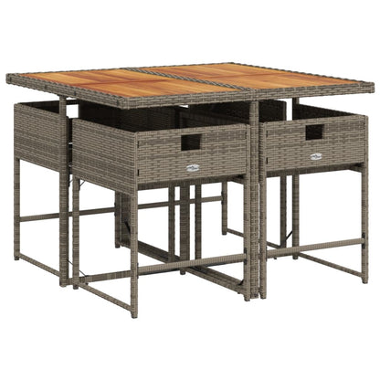 Set da Pranzo da Giardino 5 pz con Cuscini in Polyrattan Grigio - homemem39