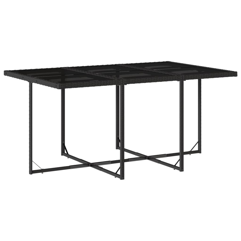 Set da Pranzo da Giardino 7 pz Nero con Cuscini in Polyrattan | homemem39