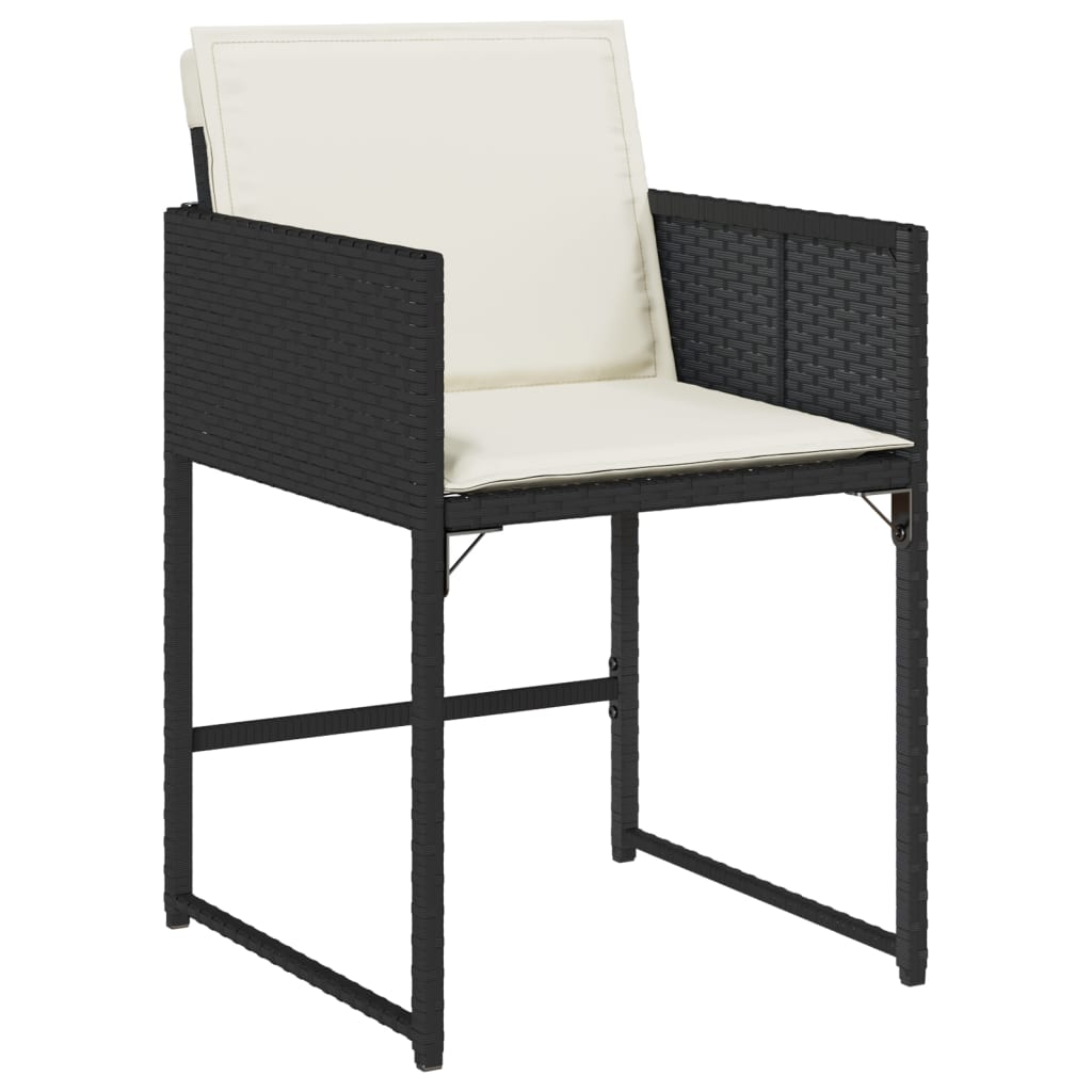 Set da Pranzo da Giardino 7 pz Nero con Cuscini in Polyrattan | homemem39