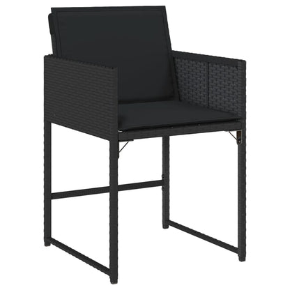 Set da Pranzo da Giardino 7 pz Nero con Cuscini in Polyrattan | homemem39
