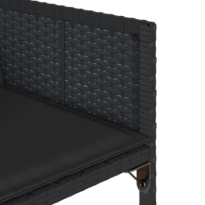 Set da Pranzo da Giardino 7 pz Nero con Cuscini in Polyrattan | homemem39