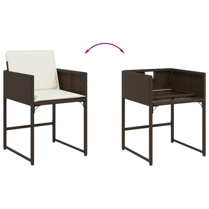Set da Pranzo da Giardino 7pz con Cuscini in Polyrattan Marrone | homemem39