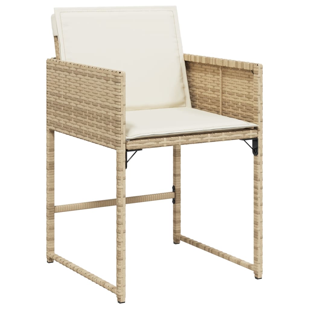 Set da Pranzo da Giardino 7 pz con Cuscini Beige in Polyrattan | homemem39
