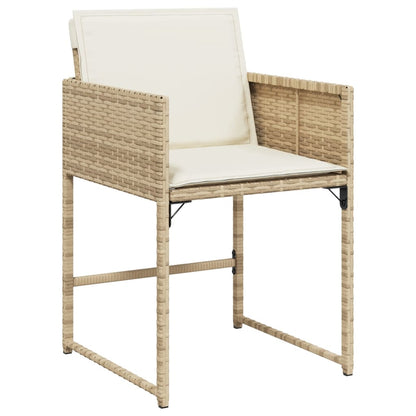 Set da Pranzo da Giardino 7 pz con Cuscini Beige in Polyrattan | homemem39
