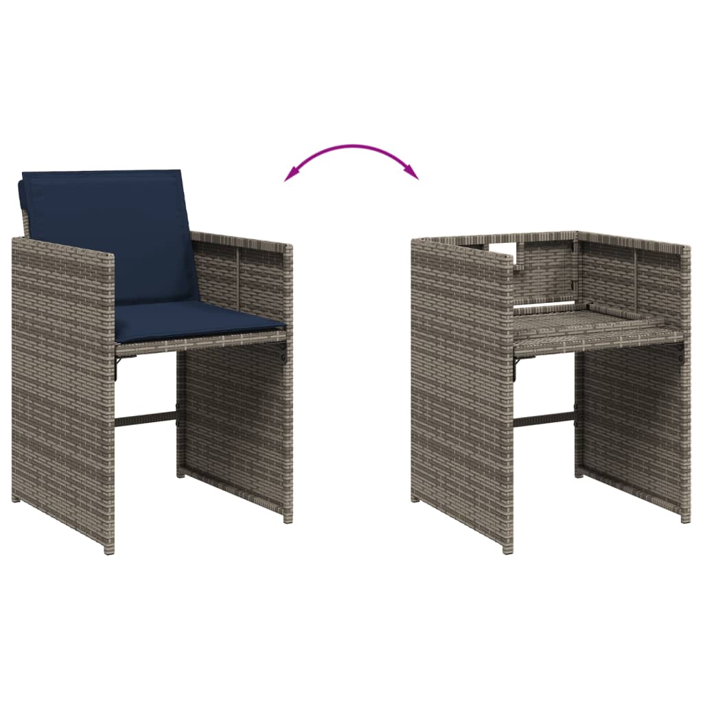 Set da pranzo da giardino da 7 pz con Cuscini in Polyrattan Grigio | homemem39