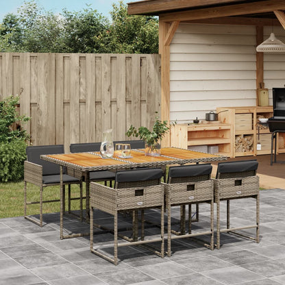 Set da Pranzo da Giardino 7 pz con Cuscini in Polyrattan Grigio | homemem39