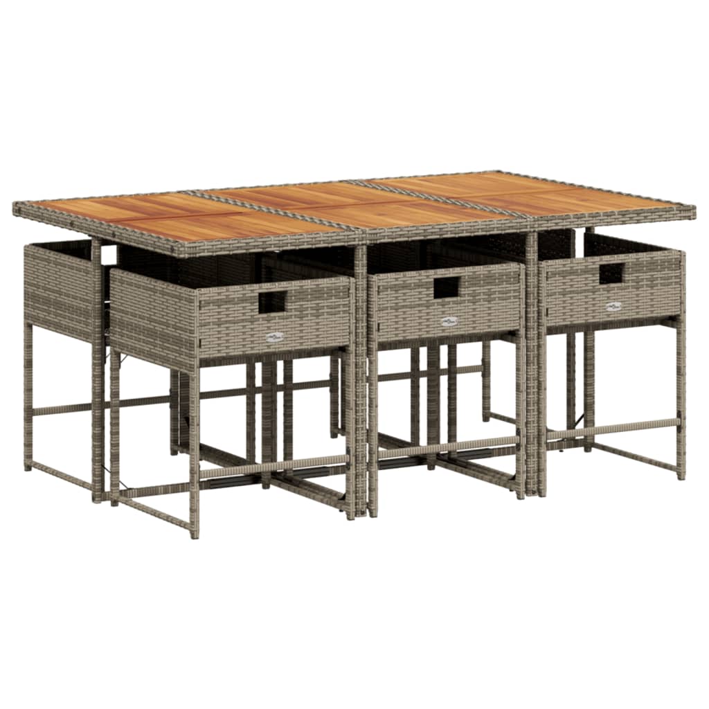 Set da Pranzo da Giardino 7 pz con Cuscini in Polyrattan Grigio - homemem39