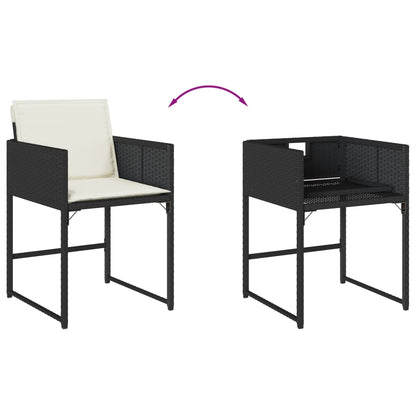 Set da Pranzo da Giardino 9 pz con Cuscini Nero in Polyrattan | homemem39