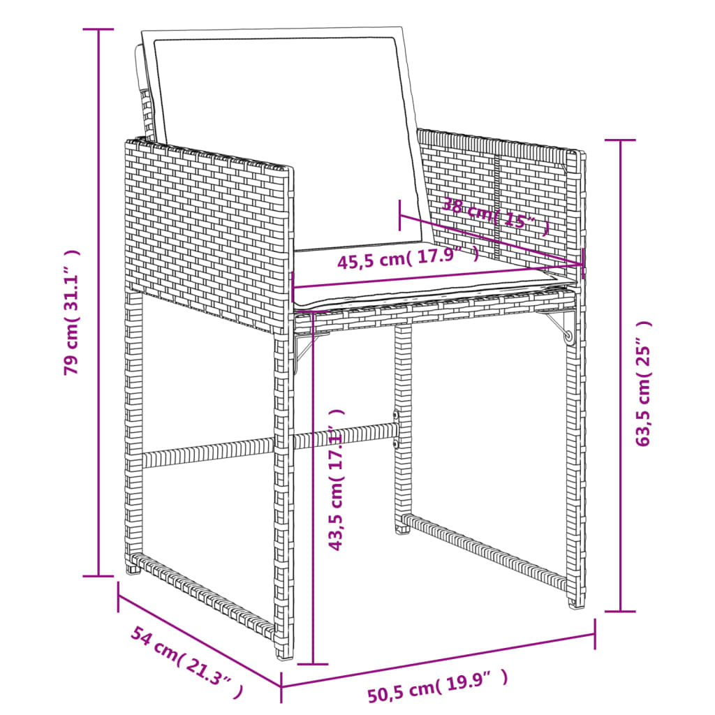 Set da Pranzo da Giardino 9 pz con Cuscini Nero in Polyrattan | homemem39