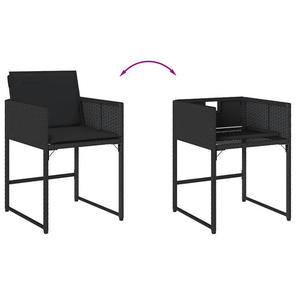 Set da Pranzo da Giardino 9 pz con Cuscini Nero in Polyrattan | homemem39