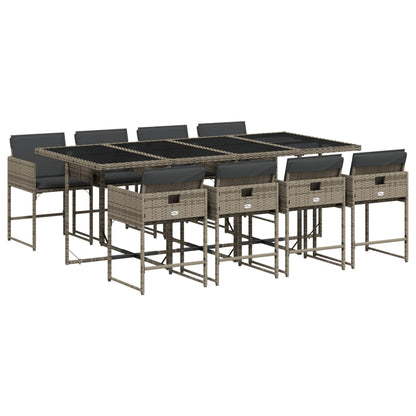 Set da Pranzo da Giardino 9 pz con Cuscini in Polyrattan Grigio | homemem39