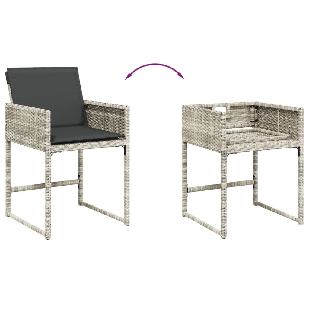 Set Pranzo da Giardino 9pz con Cuscini Grigio Chiaro Polyrattan | homemem39