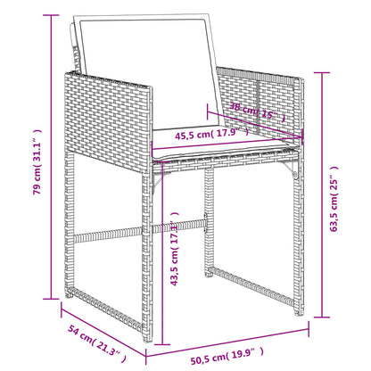 Set Pranzo da Giardino 9pz con Cuscini Grigio Chiaro Polyrattan | homemem39