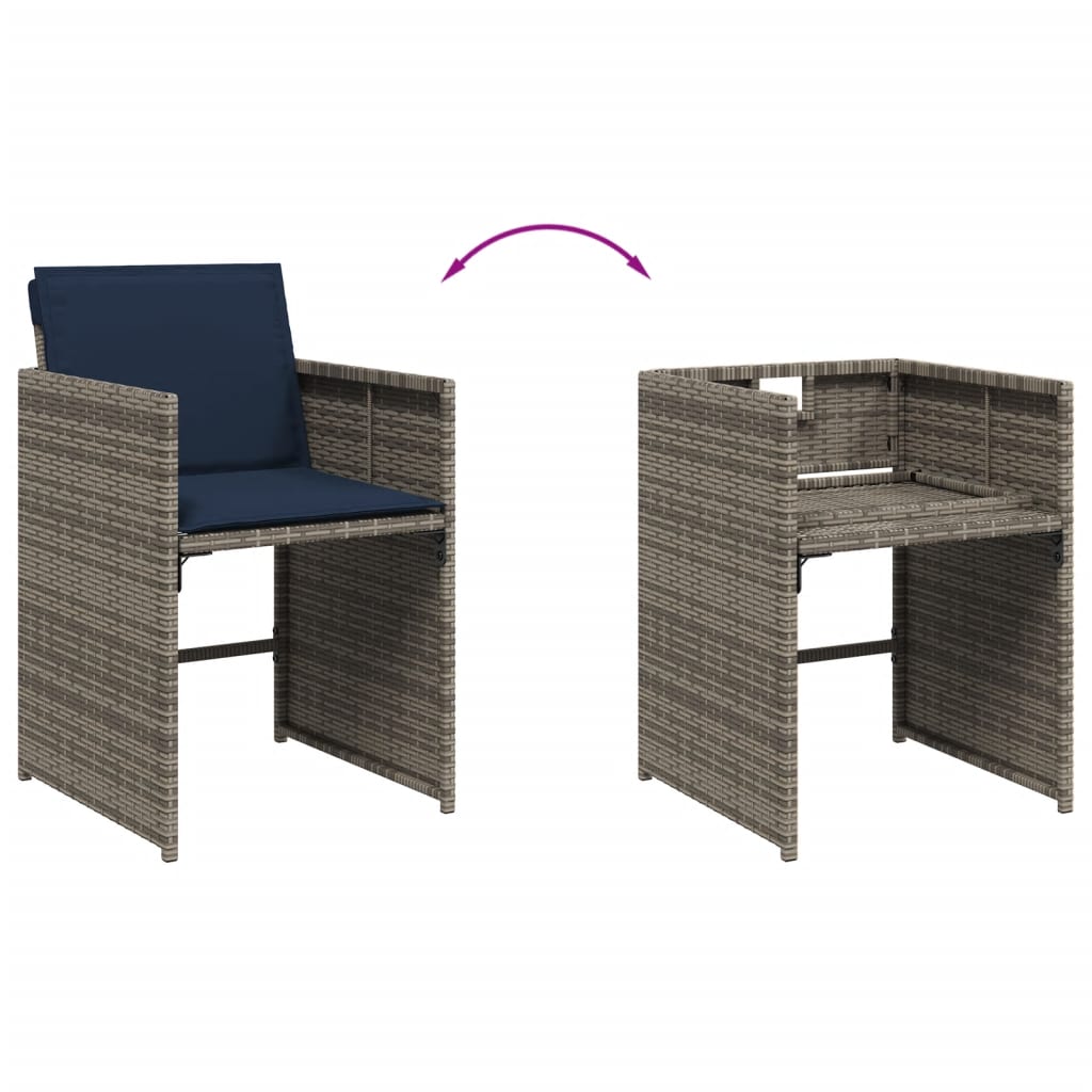 Set da pranzo da giardino da 9 pz con Cuscini in Polyrattan Grigio | homemem39