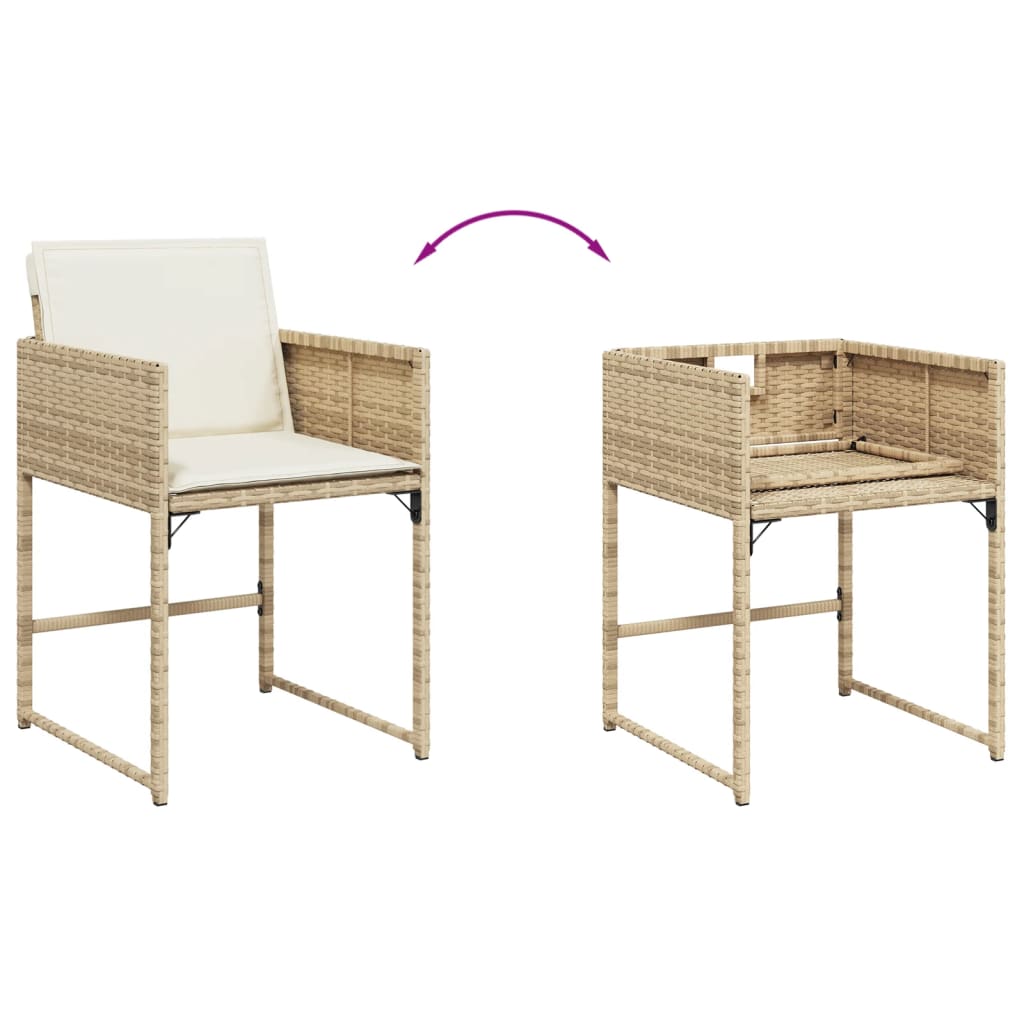 Set da Pranzo da Giardino 9 pz con Cuscini Beige in Polyrattan - homemem39