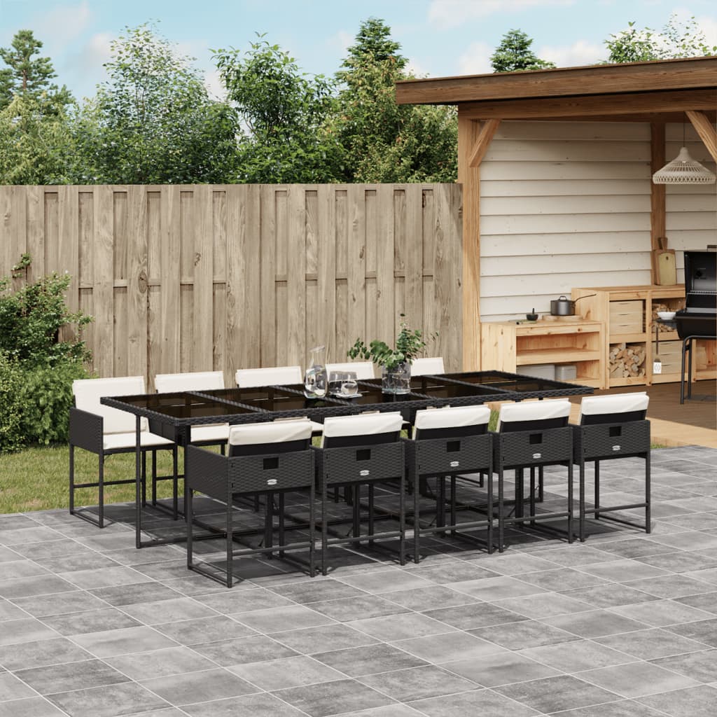 Set da Pranzo da Giardino 11 pz con Cuscini in Polyrattan Nero | homemem39