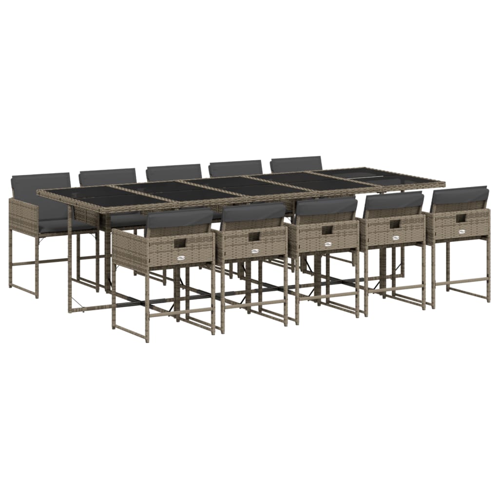 Set da Pranzo da Giardino 11pz con Cuscini in Polyrattan Grigio | homemem39