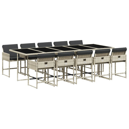 Set Pranzo Giardino 11pz con Cuscini Grigio Chiaro Polyrattan | homemem39