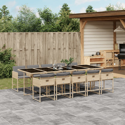 Set Pranzo da Giardino 11 pz con Cuscini Beige Misto Polyrattan | homemem39