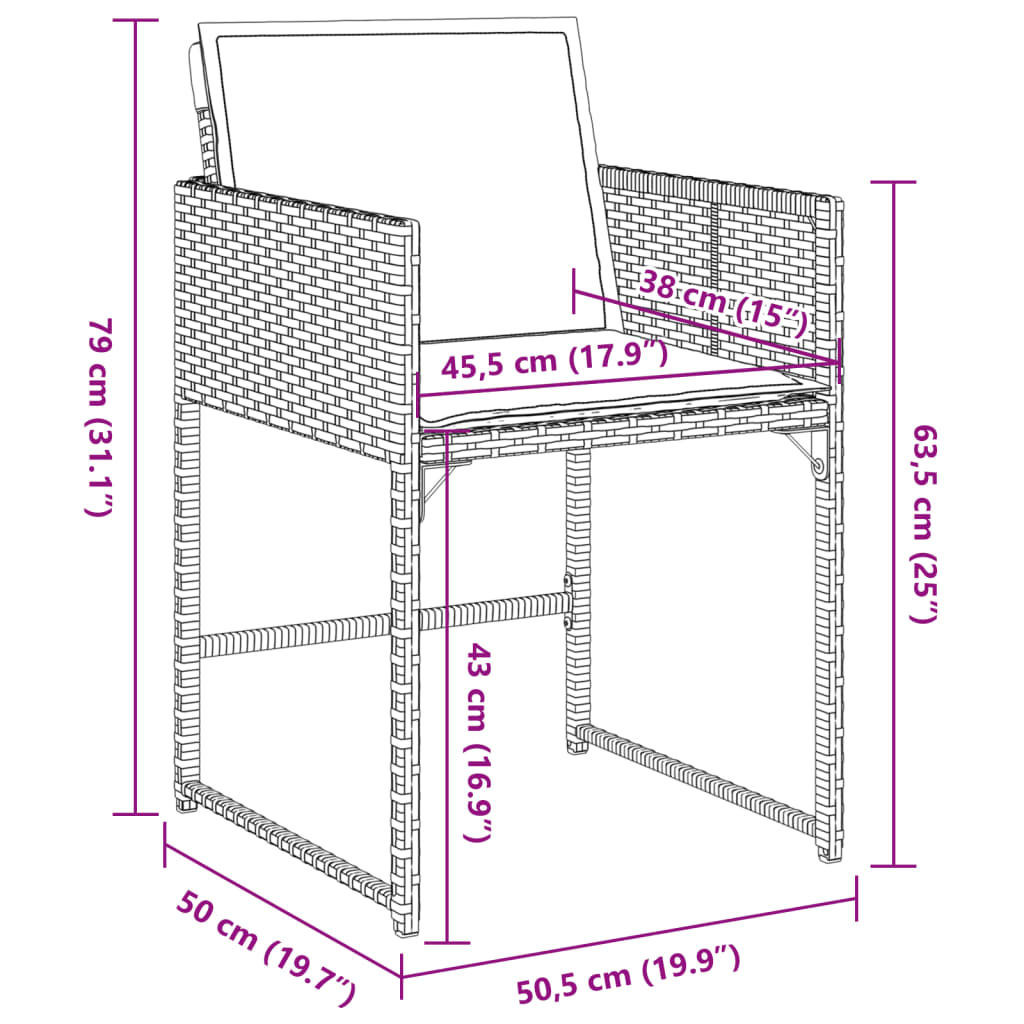 Set da Pranzo da Giardino 13pz con Cuscini Nero in Polyrattan | homemem39