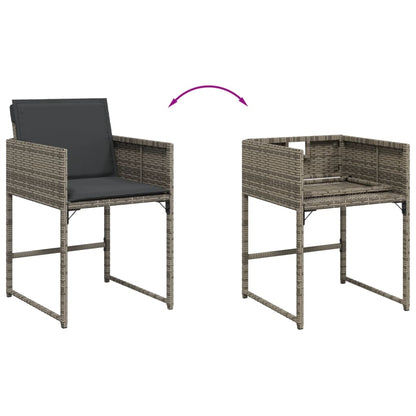 Set da Pranzo da Giardino 13pz con Cuscini Grigio in Polyrattan | homemem39