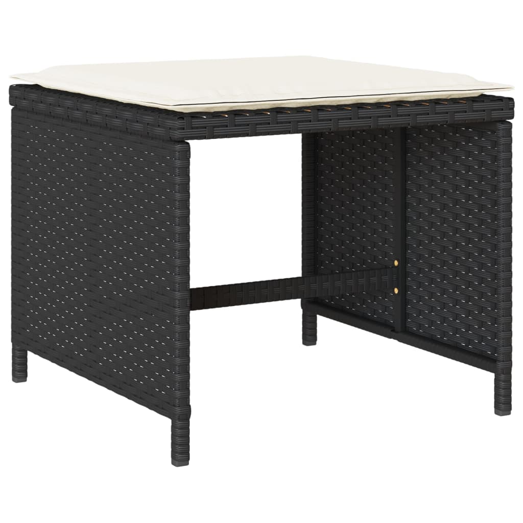 Set da Pranzo da Giardino 9 pz con Cuscini Nero in Polyrattan - homemem39