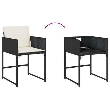 Set da Pranzo da Giardino 9 pz con Cuscini Nero in Polyrattan | homemem39