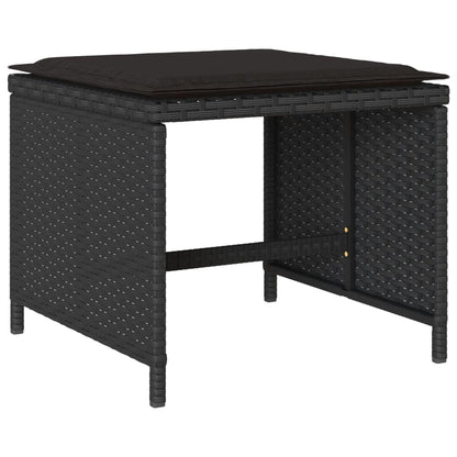 Set da Pranzo da Giardino 9 pz con Cuscini Nero in Polyrattan - homemem39