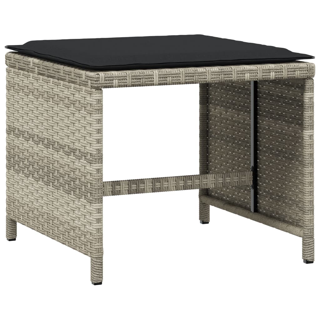 Set Pranzo da Giardino 9pz con Cuscini Grigio Chiaro Polyrattan - homemem39