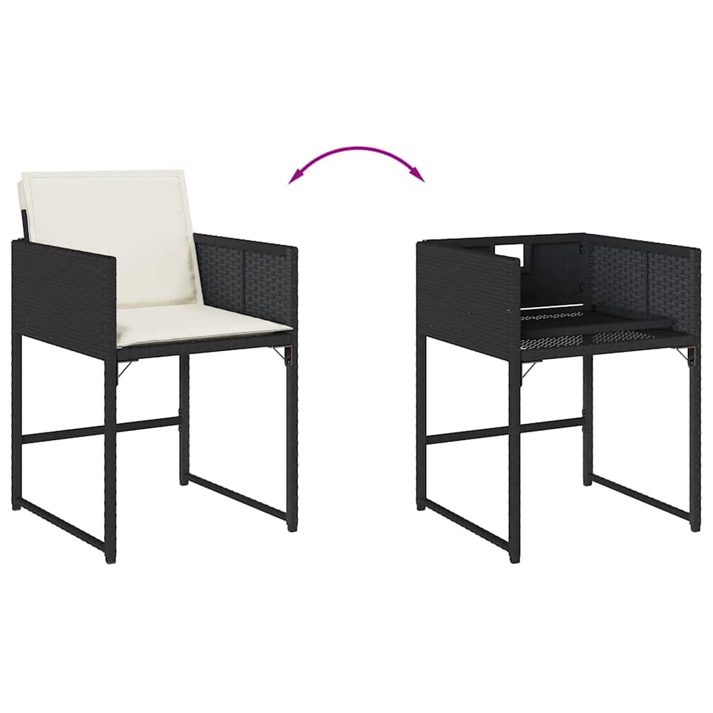 Set da Pranzo da Giardino 9 pz con Cuscini Nero in Polyrattan | homemem39