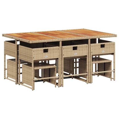 Set da Pranzo da Giardino 11 pz con Cuscini Beige in Polyrattan | homemem39