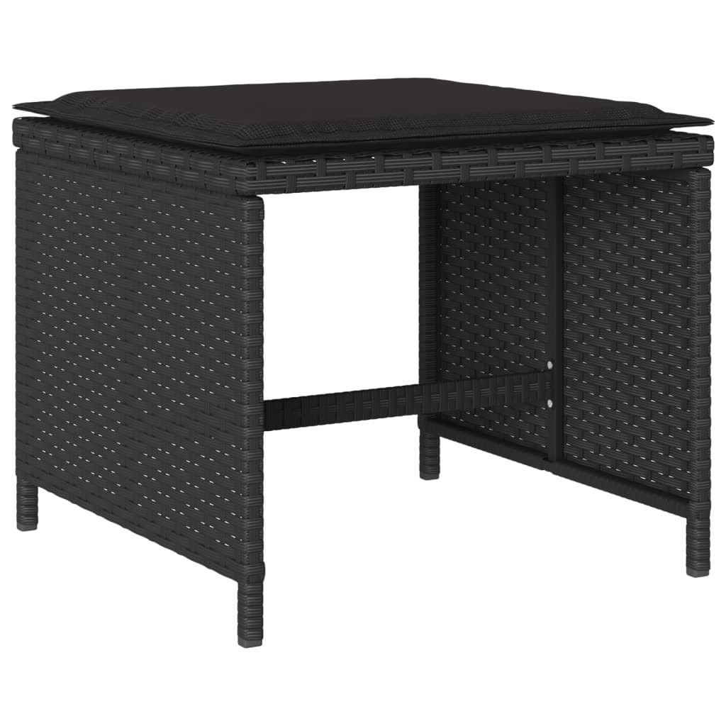 Set da Pranzo da Giardino 13pz con Cuscini Nero in Polyrattan - homemem39