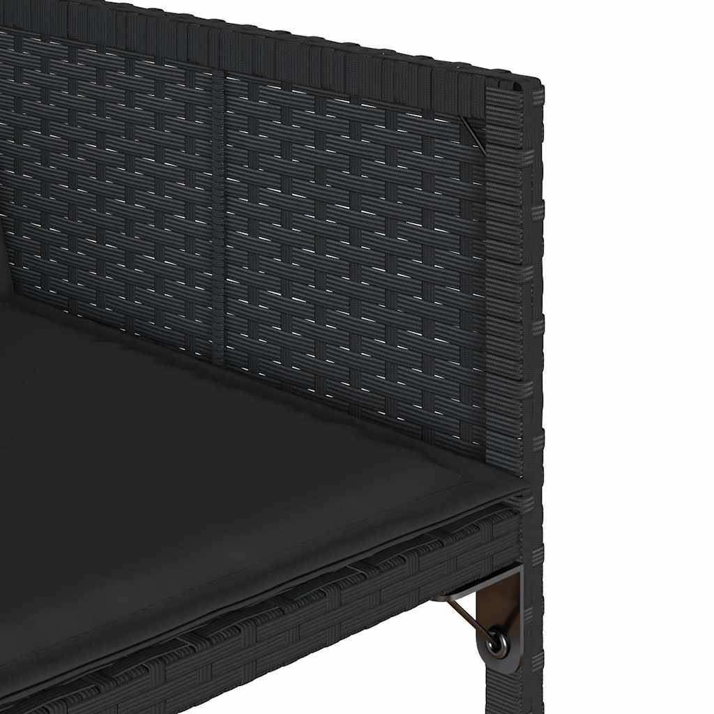 Set da Pranzo da Giardino 13pz con Cuscini Nero in Polyrattan | homemem39