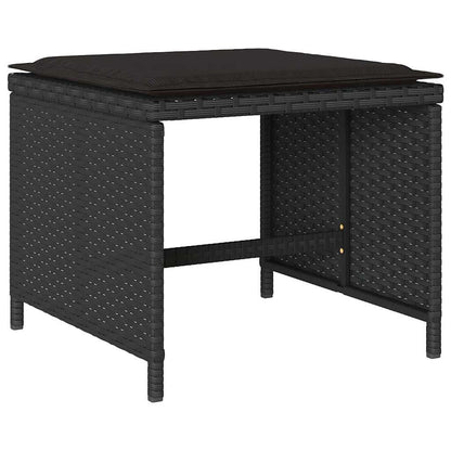 Set da Pranzo da Giardino 15 pz con Cuscini Nero in Polyrattan | homemem39