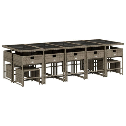 Set da Pranzo da Giardino 15 pz con Cuscini Grigio Polyrattan - homemem39