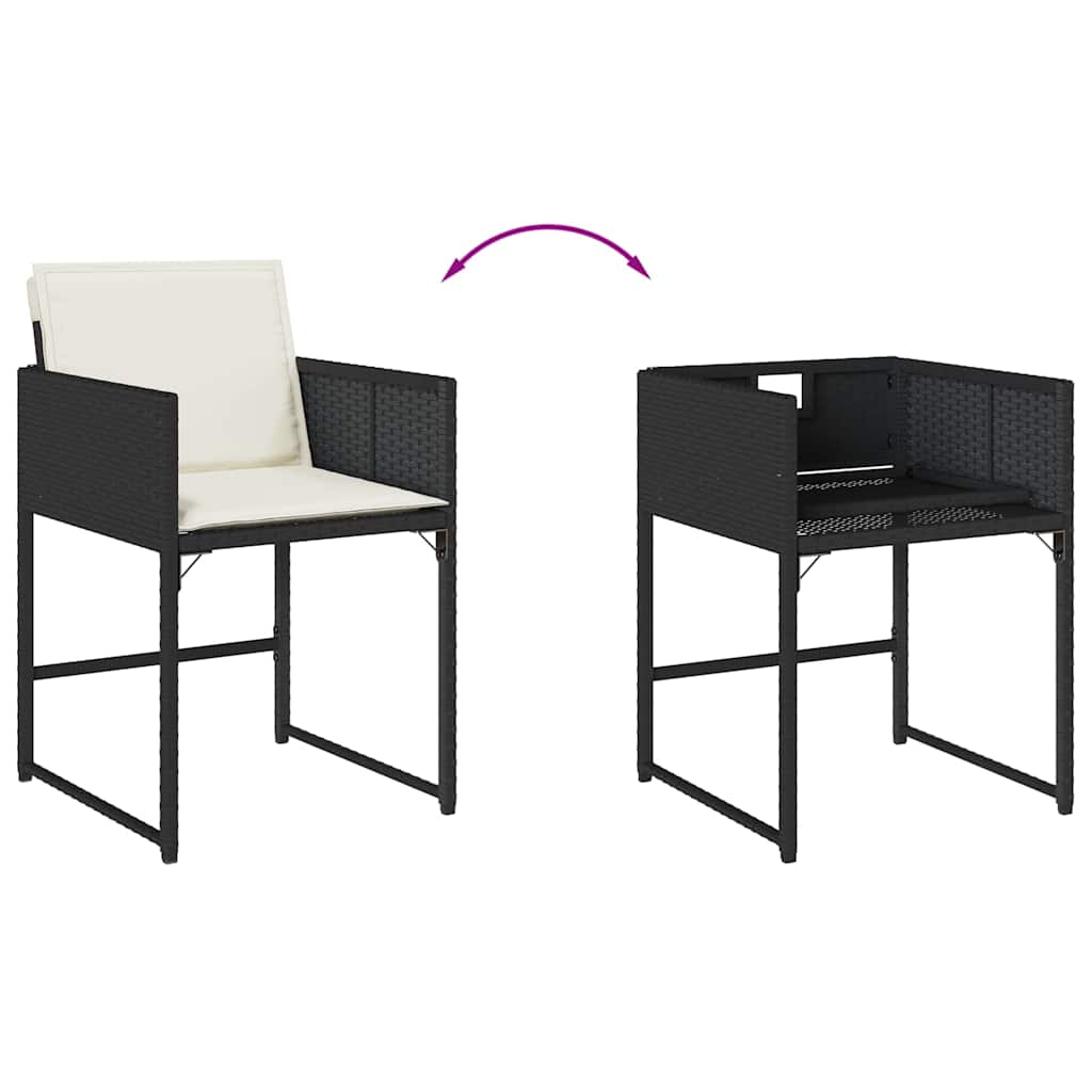 Set da Pranzo da Giardino 15 pz con Cuscini Nero in Polyrattan | homemem39