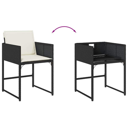 Set da Pranzo da Giardino 15 pz con Cuscini Nero in Polyrattan | homemem39