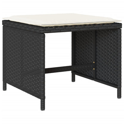 Set da Pranzo da Giardino 17 pz con Cuscini Nero in Polyrattan - homemem39