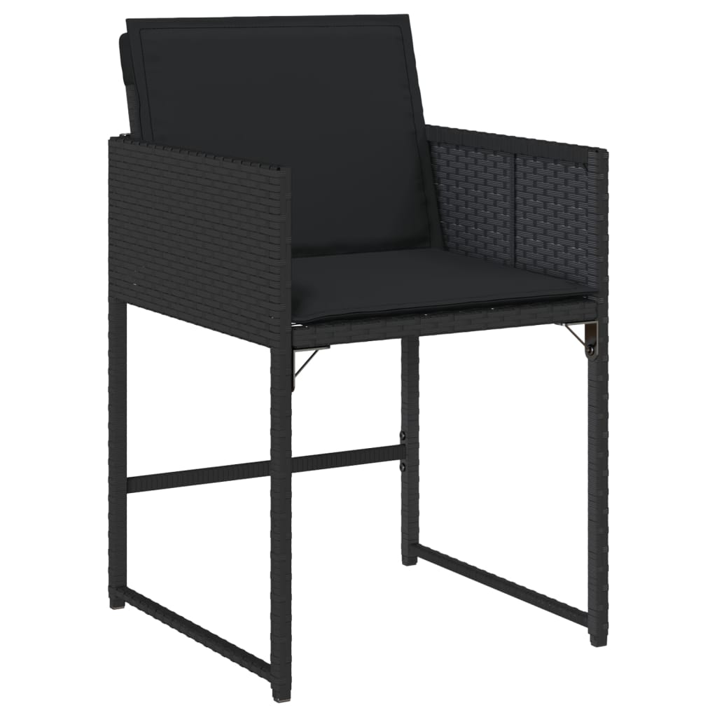 Set da Pranzo da Giardino 17 pz con Cuscini Nero in Polyrattan - homemem39