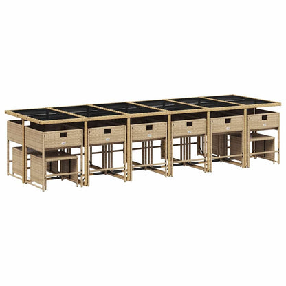 Set da Pranzo da Giardino 17 pz con Cuscini Beige in Polyrattan | homemem39