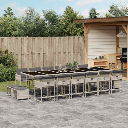 Set da Pranzo da Giardino 17pz con Cuscini Grigio in Polyrattan | homemem39