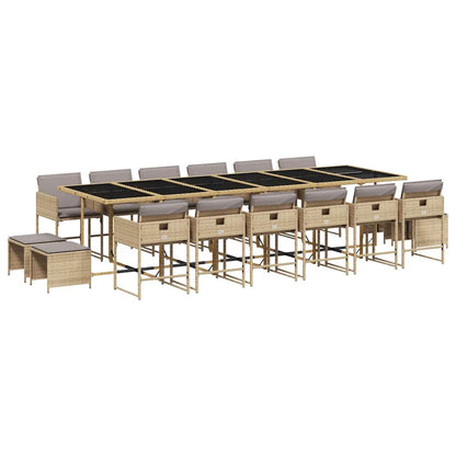 Set Pranzo da Giardino 17 pz con Cuscini Beige Misto Polyrattan | homemem39