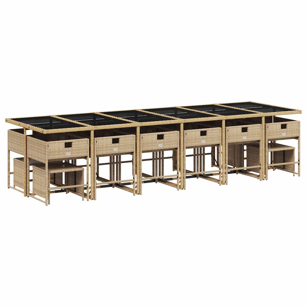 Set Pranzo da Giardino 17 pz con Cuscini Beige Misto Polyrattan | homemem39