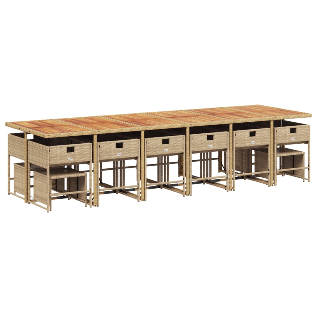 Set da Pranzo da Giardino 17 pz con Cuscini Beige in Polyrattan - homemem39