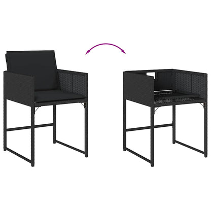 Set da Pranzo da Giardino 9 pz con Cuscini Nero in Polyrattan | homemem39