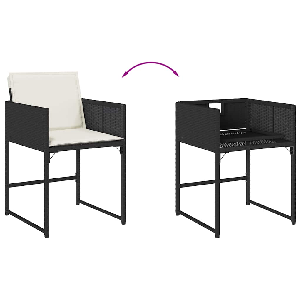 Set da Pranzo da Giardino 9 pz con Cuscini Nero in Polyrattan | homemem39