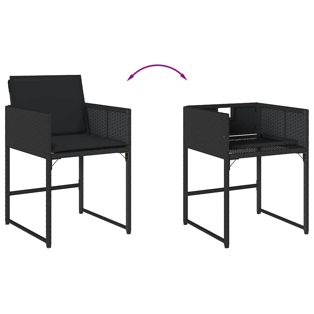 Set da Pranzo da Giardino 11 pz con Cuscini in Polyrattan Nero | homemem39